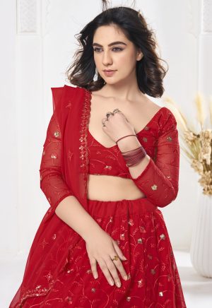 Red Georgette Lehenga Choli