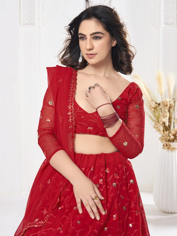 Red Georgette Lehenga Choli