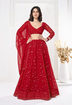 Red Georgette Lehenga Choli