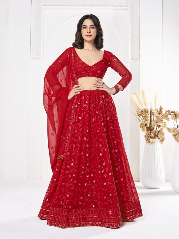 Red Georgette Lehenga Choli