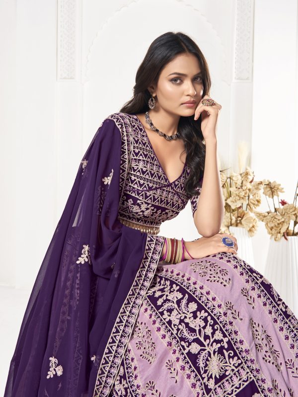 Georgette Purple Lehenga Choli