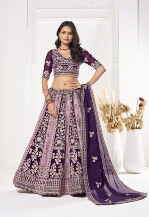 Georgette Purple Lehenga Choli