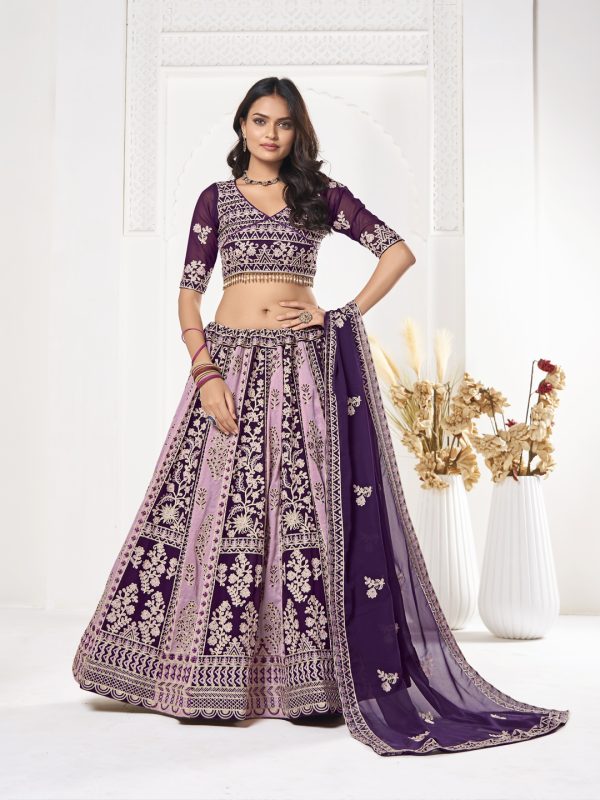 Georgette Purple Lehenga Choli