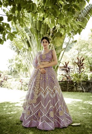 Net Purple Lehenga Choli