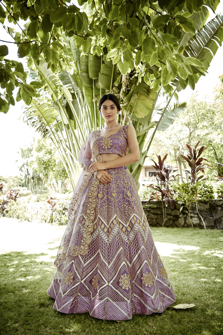 Net Purple Lehenga Choli