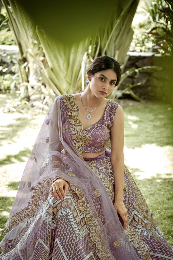 Net Purple Lehenga Choli