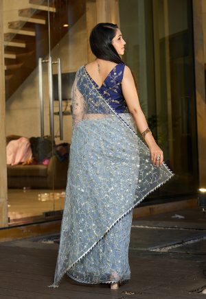 Grey Party Wear Saree