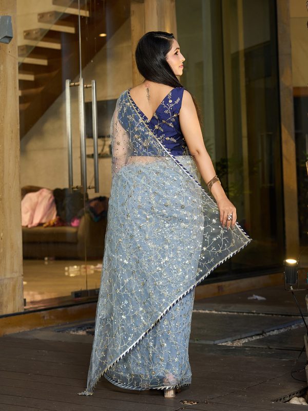 Grey Party Wear Saree