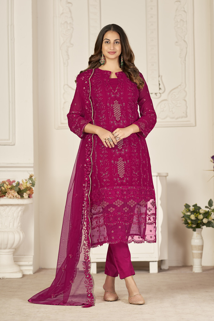 Vibrant Maroon Pakistani Suit