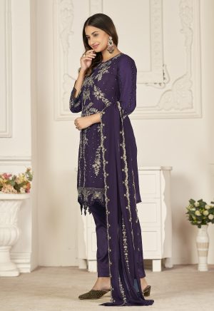 Luxury Wine Pakistani Suit