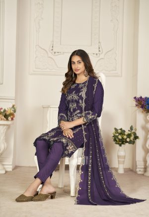 Luxury Wine Pakistani Suit