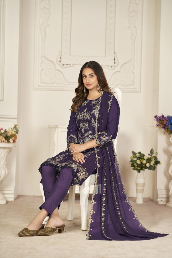 Luxury Wine Pakistani Suit