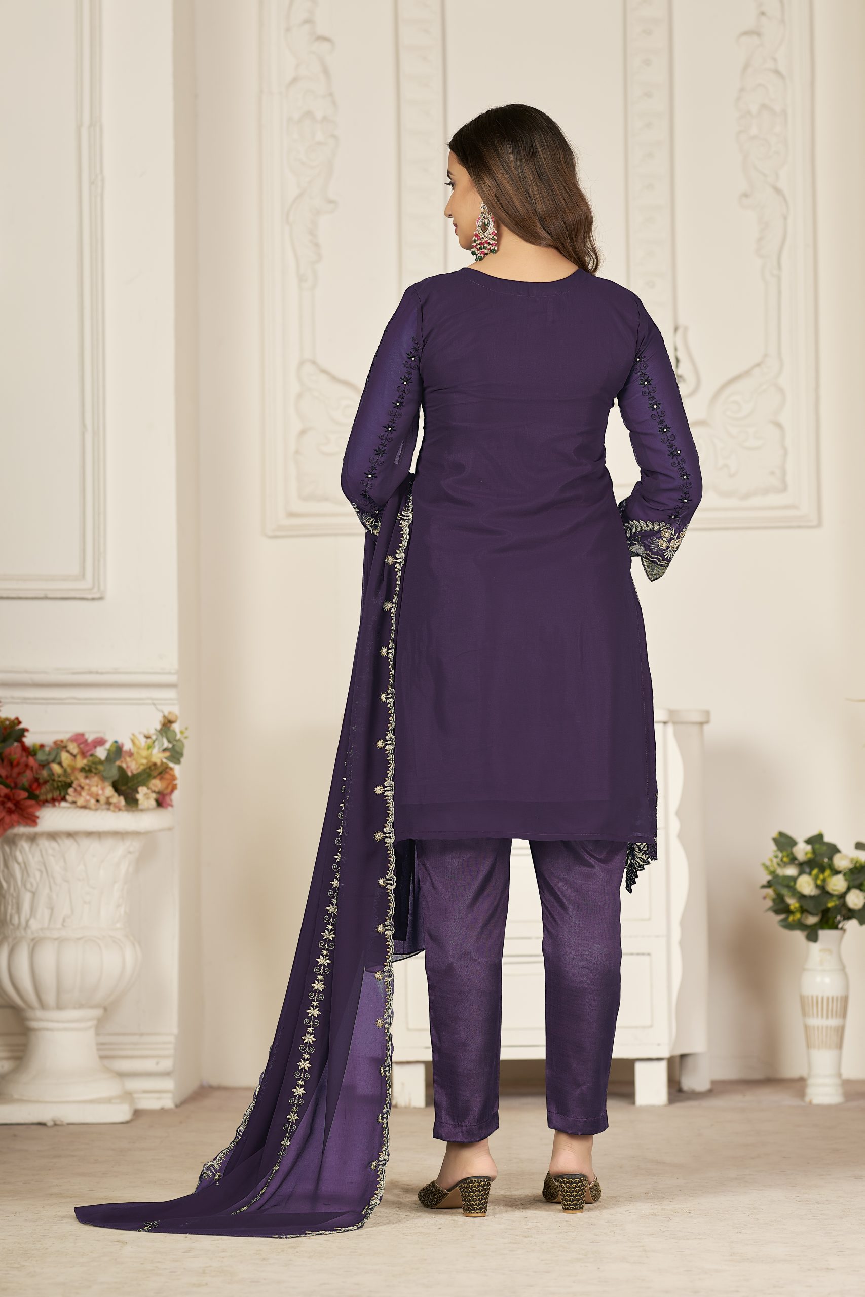 Luxury Wine Pakistani Suit