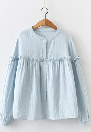 Cotton Ruffle Sky Shirt