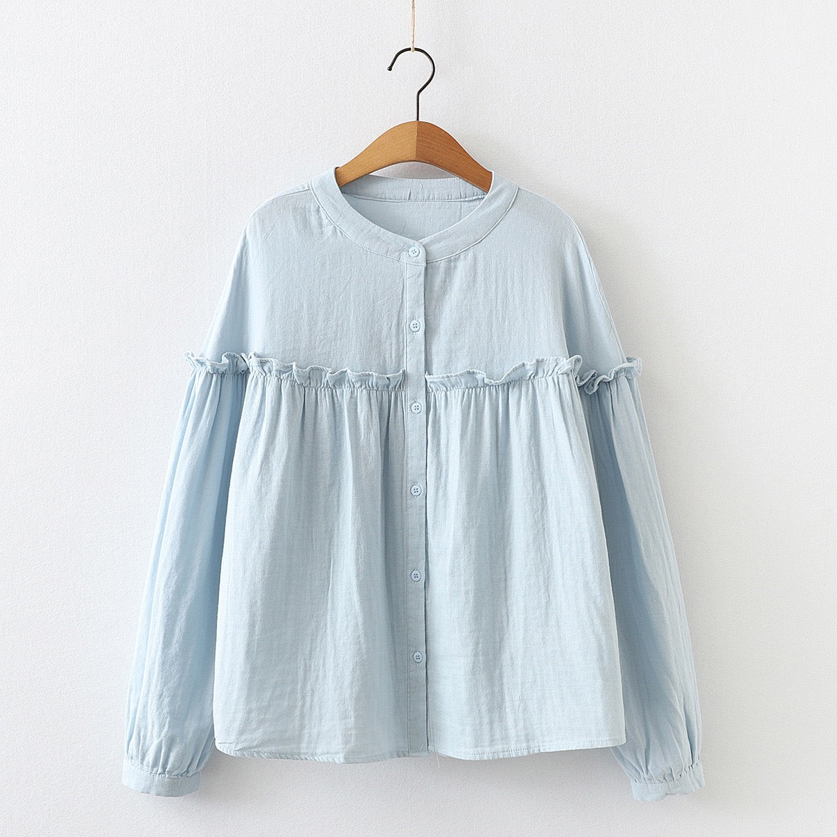 Cotton Ruffle Sky Shirt