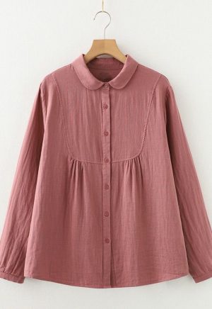 Doll Collar Brown Shirt