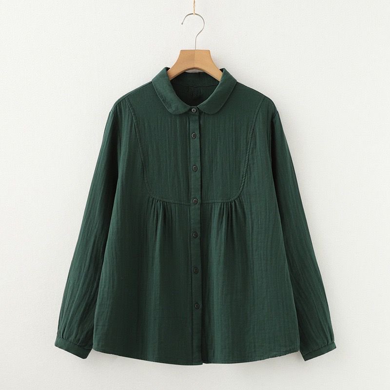 Doll Collar Green Shirt