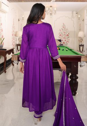 Gorgeous Purple Color Soft Silk Kurti with Embroidery Work - Image 5