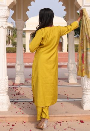 Pretty & Stylish Yellow Color Ethnic Wear Kurti with Hand Work & Floral Print - Image 6