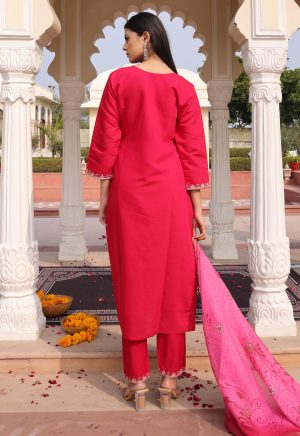 Classy Pink Cotton Silk Kurti with Hand Work - Image 6