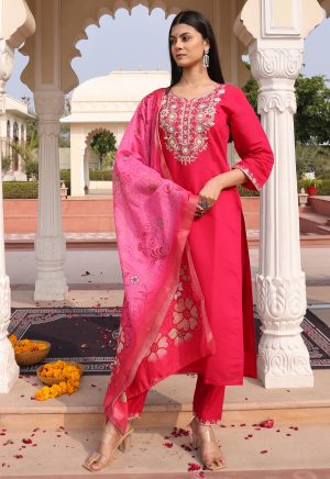 Classy Pink Cotton Silk Kurti with Hand Work - Image 3