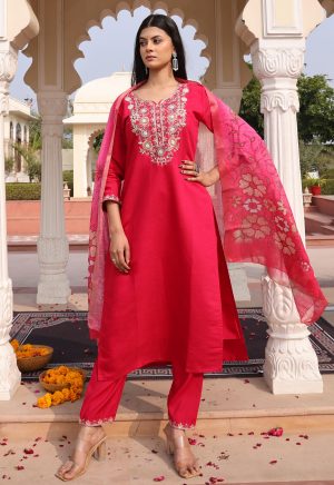 Classy Pink Cotton Silk Kurti with Hand Work - Image 4