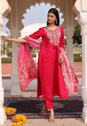 Classy Pink Cotton Silk Kurti with Hand Work - Image 5