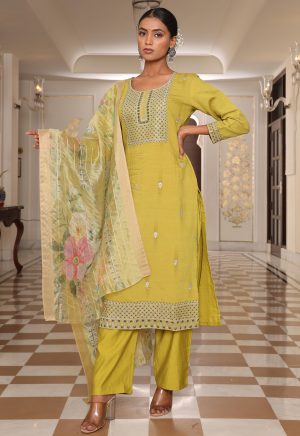 Stunning Light Yellow Cotton Silk Kurti with Embroidery Work - Image 4