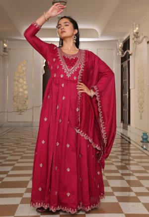 Magnificent Pink Soft Silk Kurti with Elegant Embroidery Work - Image 3