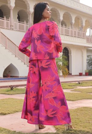 Vibrant Multi-Colored Silk & Cotton Indo-Western Ensemble with Exquisite Hand & Print Work - Image 6