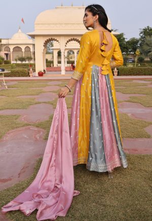 Designer Multicolor Rangoli Silk Anarkali Suit with Elegant Sequin & Embroidery Work - Image 6