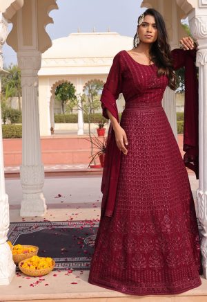 A pretty Purple Georgette Anarkali, beautifully embellished with Sequence & Embroidery work, exuding elegance and charm. - Image 2