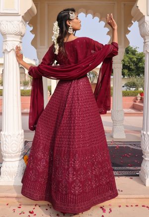 A pretty Purple Georgette Anarkali, beautifully embellished with Sequence & Embroidery work, exuding elegance and charm. - Image 6