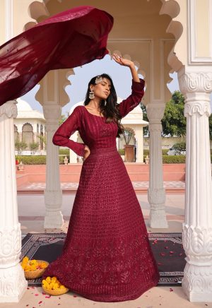 A pretty Purple Georgette Anarkali, beautifully embellished with Sequence & Embroidery work, exuding elegance and charm. - Image 3