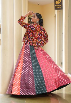 Multicolor Navratri Lehenga with Mirror Work Jacket | Dandiya Night Special - Image 10
