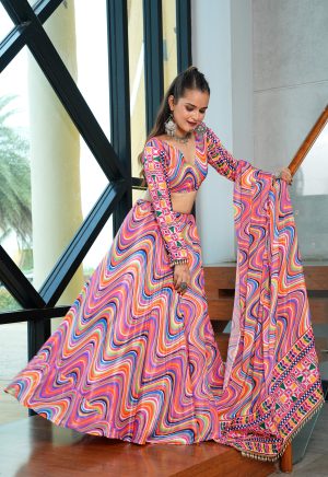 Trendy Multicolor Festival Lehenga Set | Perfect For Garba nights - Image 5
