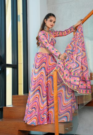 Trendy Multicolor Festival Lehenga Set | Perfect For Garba nights - Image 3