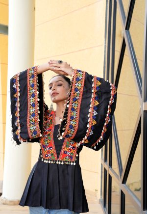 Women's Traditional Gujarati Embroidered Flared Sleeve Top | Boho Ethnic Fusion Wear for Navratri & Festive Styling - Image 6