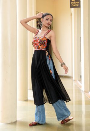 Designer Indo-Western Long Top for Navratri & Dandiya Events - Image 5