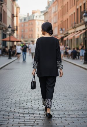 Black Embroidered Bindu Bubbal Co-Ord Set - Image 3